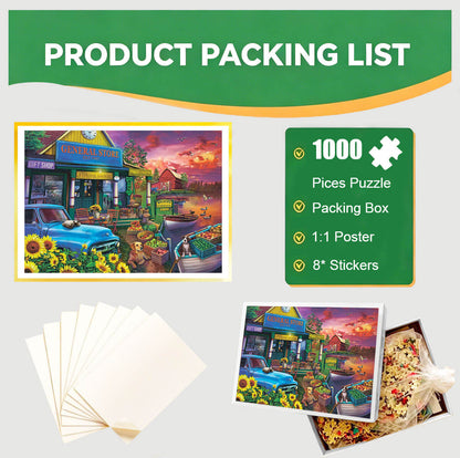1000-Piece Premium Wooden Jigsaw Puzzle for Adults – Riverside Cottage | Artisan Crafted, Whimsical Shapes & Unique Designs, Best Relaxation Gift