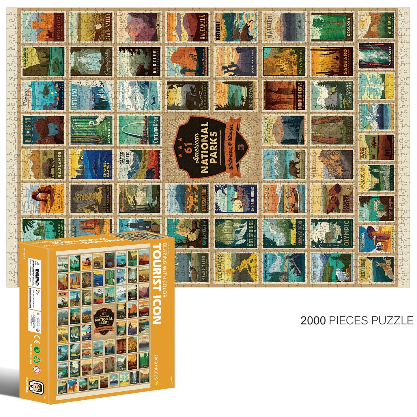 2000-Piece Cardboard Jigsaw Puzzle for Adults – Relaxing Gift Idea & Elegant Home Décor Artwork with Full-Size Poster, Premium Stress Relief Activity - Tourist Icon