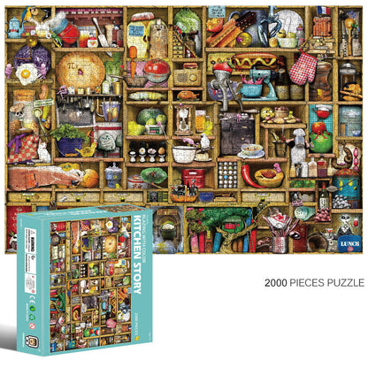 2000-Piece Cardboard Jigsaw Puzzle for Adults – Relaxing Gift Idea & Elegant Home Décor Artwork with Full-Size Poster, Premium Stress Relief Activity - Kitchen Story