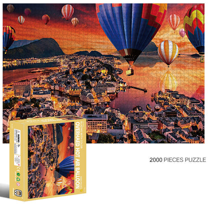 2000-Piece Cardboard Jigsaw Puzzle for Adults – Relaxing Gift Idea & Elegant Home Décor Artwork with Full-Size Poster, Premium Stress Relief Activity - Overhead Hot Air Balloon