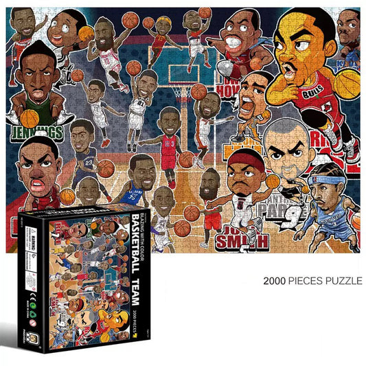 2000-Piece Cardboard Jigsaw Puzzle for Adults – Relaxing Gift Idea & Elegant Home Décor Artwork with Full-Size Poster, Premium Stress Relief Activity - Basketball Team