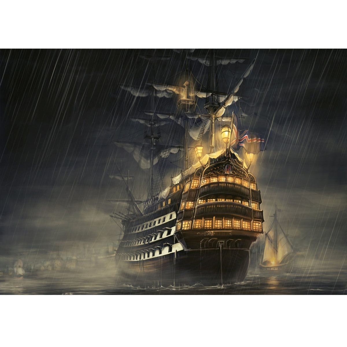 Wooden Jigsaw Puzzle 1000-Piece for Adults – Relaxing Gift Idea & Elegant Home Décor Artwork with Full-Size Poster, Premium Stress Relief Activity - Cruise Ship in the Rain