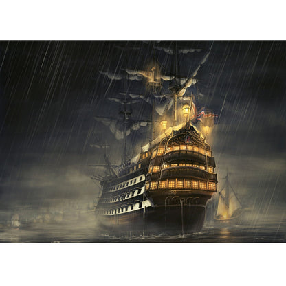 Wooden Jigsaw Puzzle 1000-Piece for Adults – Relaxing Gift Idea & Elegant Home Décor Artwork with Full-Size Poster, Premium Stress Relief Activity - Cruise Ship in the Rain