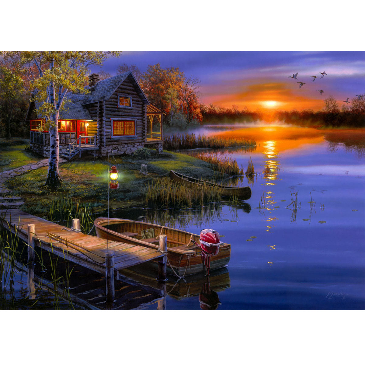 Wooden Jigsaw Puzzle 1000-Piece for Adults – Relaxing Gift Idea & Elegant Home Décor Artwork with Full-Size Poster, Premium Stress Relief Activity - The Little Boat by the River