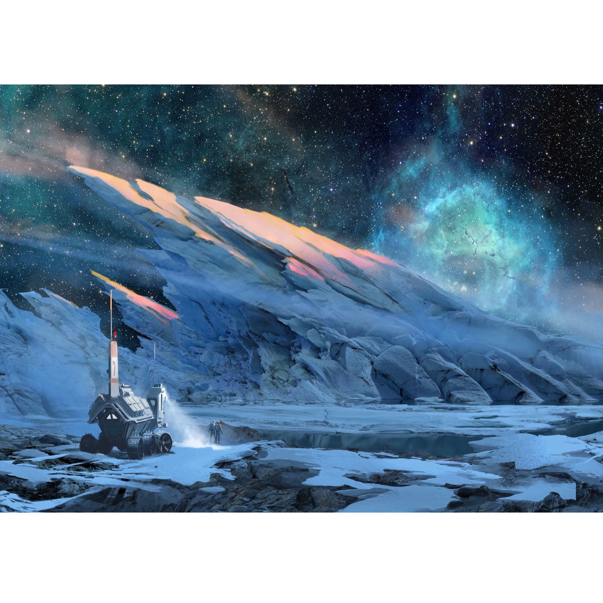 Wooden Jigsaw Puzzle 1000-Piece for Adults – Relaxing Gift Idea & Elegant Home Décor Artwork with Full-Size Poster, Premium Stress Relief Activity - Alien Ice Fields