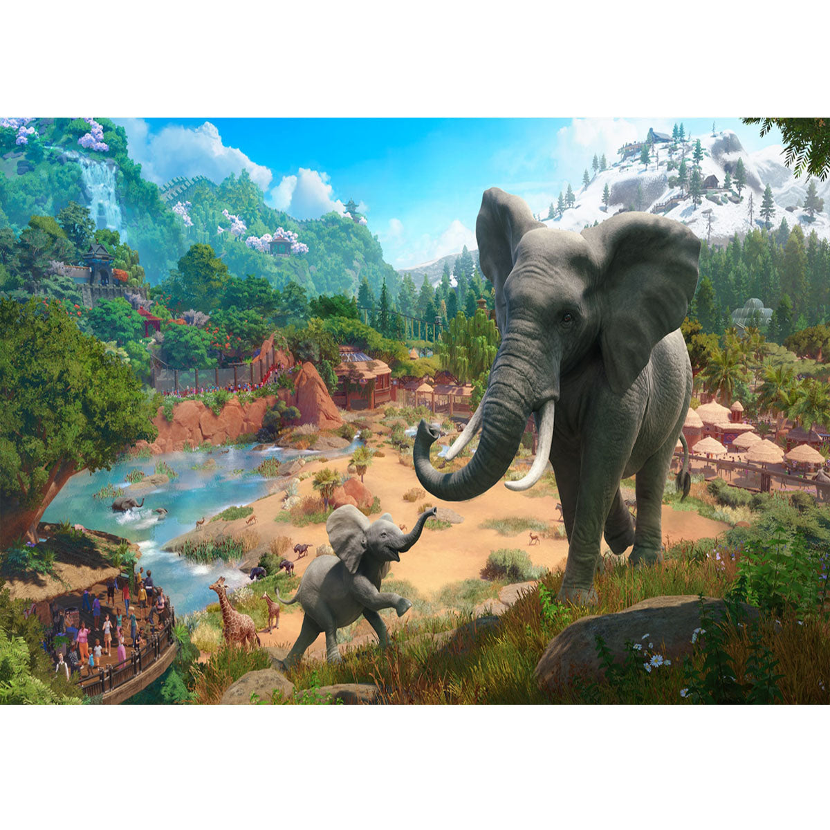 Wooden Jigsaw Puzzle 1000-Piece for Adults – Relaxing Gift Idea & Elegant Home Décor Artwork with Full-Size Poster, Premium Stress Relief Activity - Garden-Dwelling Elephant Herd