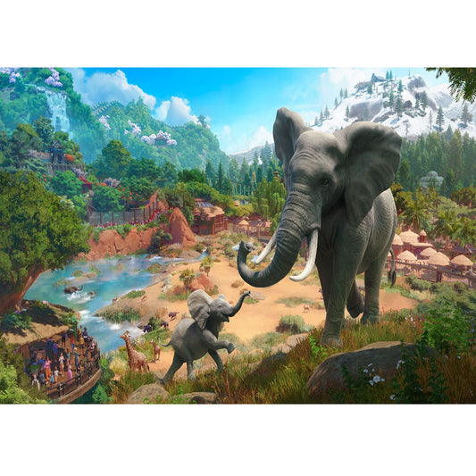 Wooden Jigsaw Puzzle 1000-Piece for Adults – Relaxing Gift Idea & Elegant Home Décor Artwork with Full-Size Poster, Premium Stress Relief Activity - Garden-Dwelling Elephant Herd