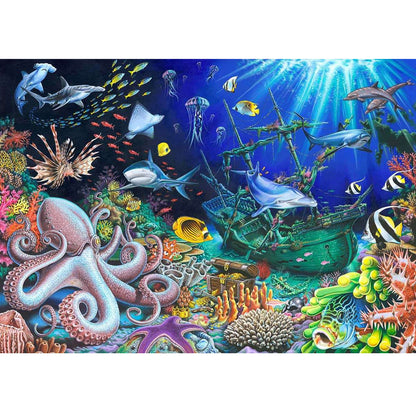 Wooden Jigsaw Puzzle 1000-Piece for Adults – Relaxing Gift Idea & Elegant Home Décor Artwork with Full-Size Poster, Premium Stress Relief Activity - Shipwreck Treasure
