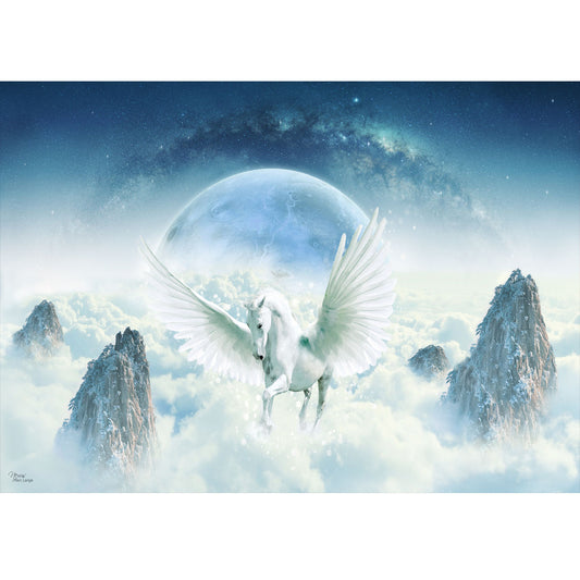 Wooden Jigsaw Puzzle 1000-Piece for Adults – Relaxing Gift Idea & Elegant Home Décor Artwork with Full-Size Poster, Premium Stress Relief Activity - Pegasus