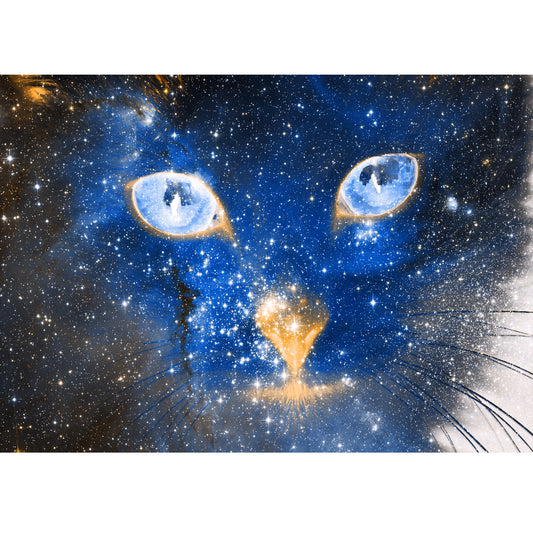 Wooden Jigsaw Puzzle 1000-Piece for Adults – Relaxing Gift Idea & Elegant Home Décor Artwork with Full-Size Poster, Premium Stress Relief Activity - Starry Sky Cat - Artisan Puzzles