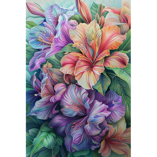 Wooden Jigsaw Puzzle 1000 Piece - Pink and Purple Blossoms