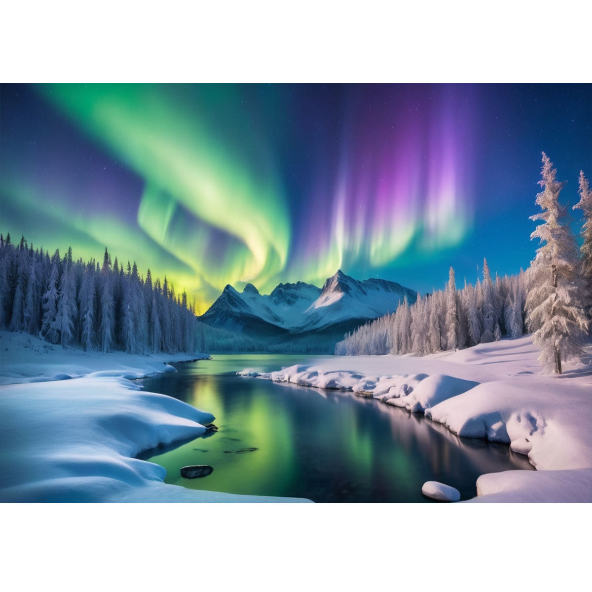Wooden Jigsaw Puzzle 1000-Piece for Adults – Relaxing Gift Idea & Elegant Home Décor Artwork with Full-Size Poster, Premium Stress Relief Activity - Northern Lights