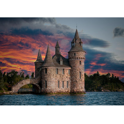 Wooden Jigsaw Puzzle 1000-Piece for Adults – Relaxing Gift Idea & Elegant Home Décor Artwork with Full-Size Poster, Premium Stress Relief Activity - The Castle at Dusk
