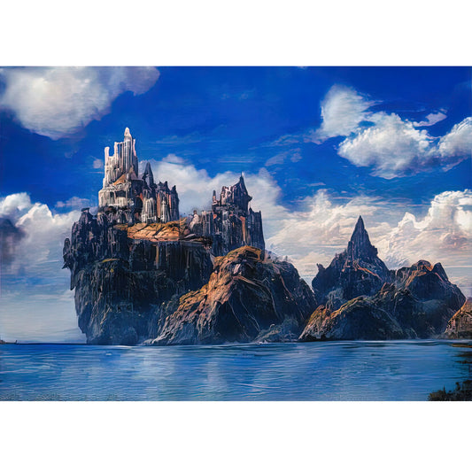 Wooden Jigsaw Puzzle 1000-Piece for Adults – Relaxing Gift Idea & Elegant Home Décor Artwork with Full-Size Poster, Premium Stress Relief Activity - The Castle on the Cliff
