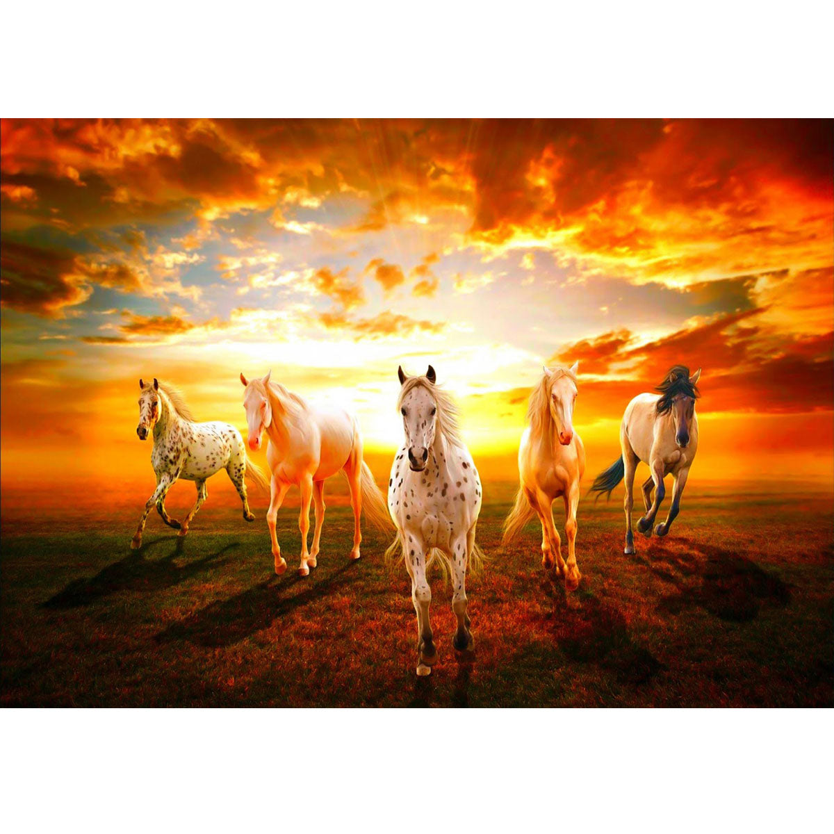 Wooden Jigsaw Puzzle 1000-Piece for Adults – Relaxing Gift Idea & Elegant Home Décor Artwork with Full-Size Poster, Premium Stress Relief Activity - Herd of Horses at Dusk
