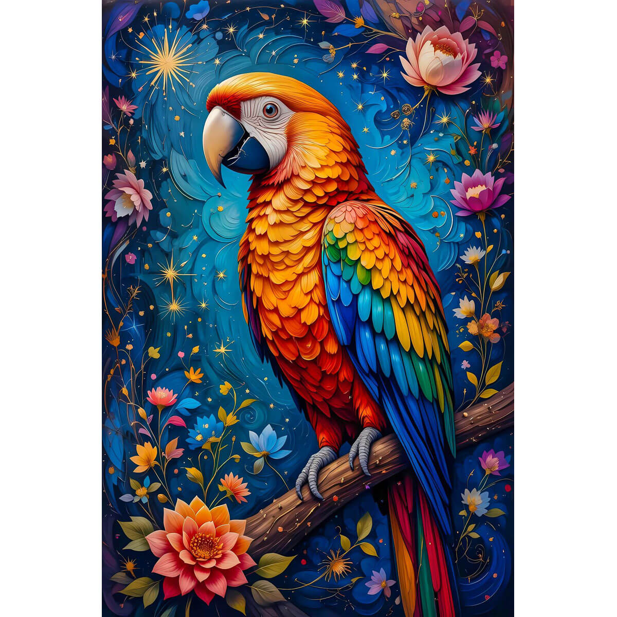 Wooden Jigsaw Puzzle 1000 Piece - Starry Night Rainbow Parrot