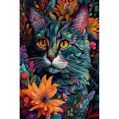 Wooden Jigsaw Puzzle 1000 Piece - Cat Among the Flowers