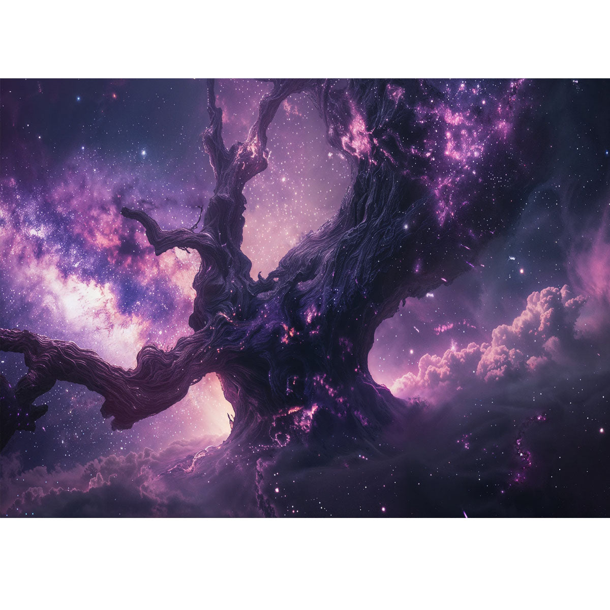 Wooden Jigsaw Puzzle 1000-Piece for Adults – Relaxing Gift Idea & Elegant Home Décor Artwork with Full-Size Poster, Premium Stress Relief Activity - Cosmic Sacred Tree - Artisan Puzzles