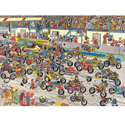 Wooden Jigsaw Puzzle 1000-Piece for Adults – Relaxing Gift Idea & Elegant Home Décor Artwork with Full-Size Poster, Premium Stress Relief Activity - Motorcycle Race