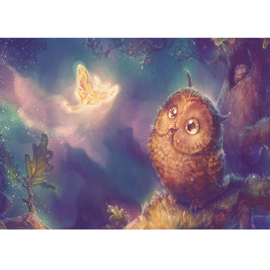 Wooden Jigsaw Puzzle 1000-Piece for Adults – Relaxing Gift Idea & Elegant Home Décor Artwork with Full-Size Poster, Premium Stress Relief Activity - Owls and Butterflies