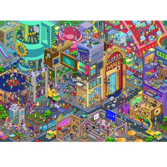 Wooden Jigsaw Puzzle 1000-Piece for Adults – Relaxing Gift Idea & Elegant Home Décor Artwork with Full-Size Poster, Premium Stress Relief Activity - Punk City