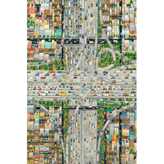 Wooden Jigsaw Puzzle 1000-Piece for Adults – Relaxing Gift Idea & Elegant Home Décor Artwork with Full-Size Poster, Premium Stress Relief Activity - Heavy Traffic