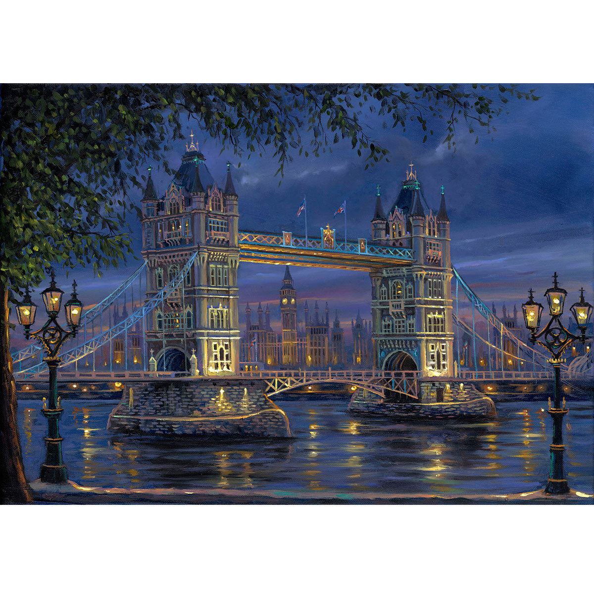 Wooden Jigsaw Puzzle 1000-Piece for Adults – Relaxing Gift Idea & Elegant Home Décor Artwork with Full-Size Poster, Premium Stress Relief Activity - Tower Bridge