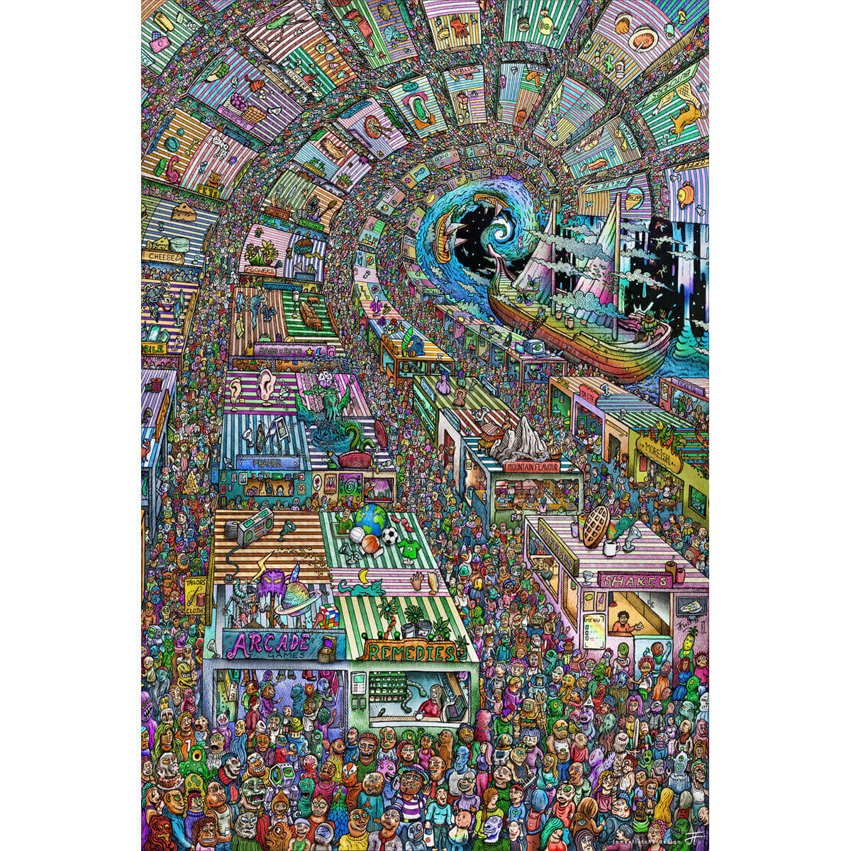 Wooden Jigsaw Puzzle 1000 Piece - Bustling Market