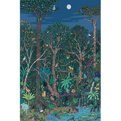 Wooden Jigsaw Puzzle 1000-Piece for Adults – Relaxing Gift Idea & Elegant Home Décor Artwork with Full-Size Poster, Premium Stress Relief Activity - Forest Nights
