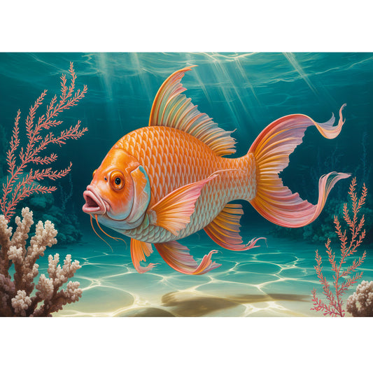 Wooden Jigsaw Puzzle 1000-Piece for Adults – Relaxing Gift Idea & Elegant Home Décor Artwork with Full-Size Poster, Premium Stress Relief Activity - Goldfish