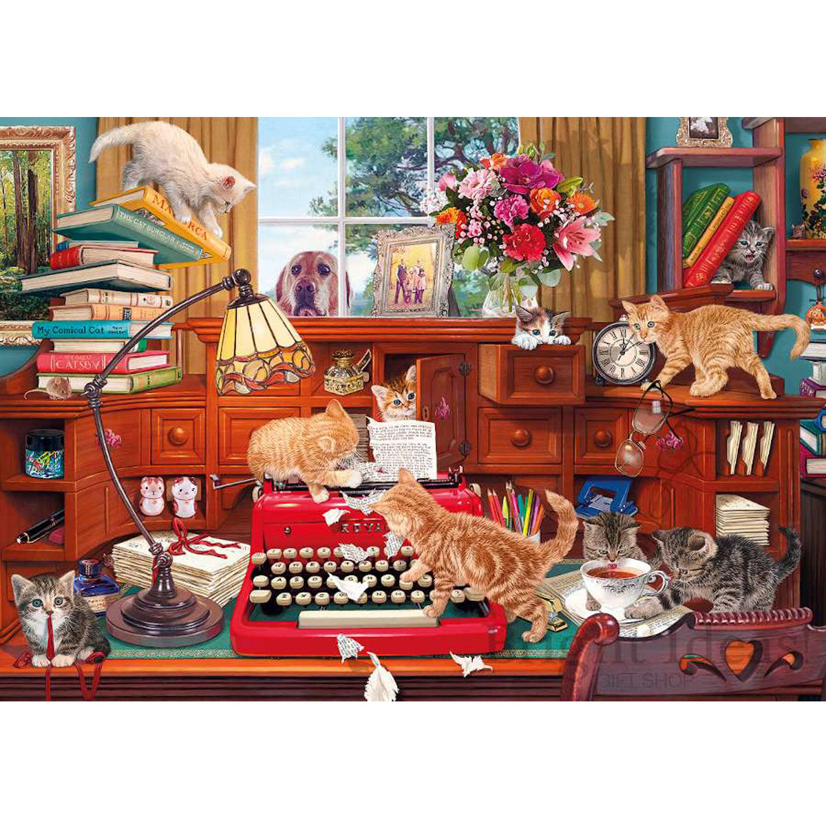 Wooden Jigsaw Puzzle 1000-Piece for Adults – Relaxing Gift Idea & Elegant Home Décor Artwork with Full-Size Poster, Premium Stress Relief Activity - Cat Writer