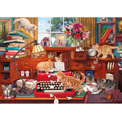 Wooden Jigsaw Puzzle 1000-Piece for Adults – Relaxing Gift Idea & Elegant Home Décor Artwork with Full-Size Poster, Premium Stress Relief Activity - Cat Writer