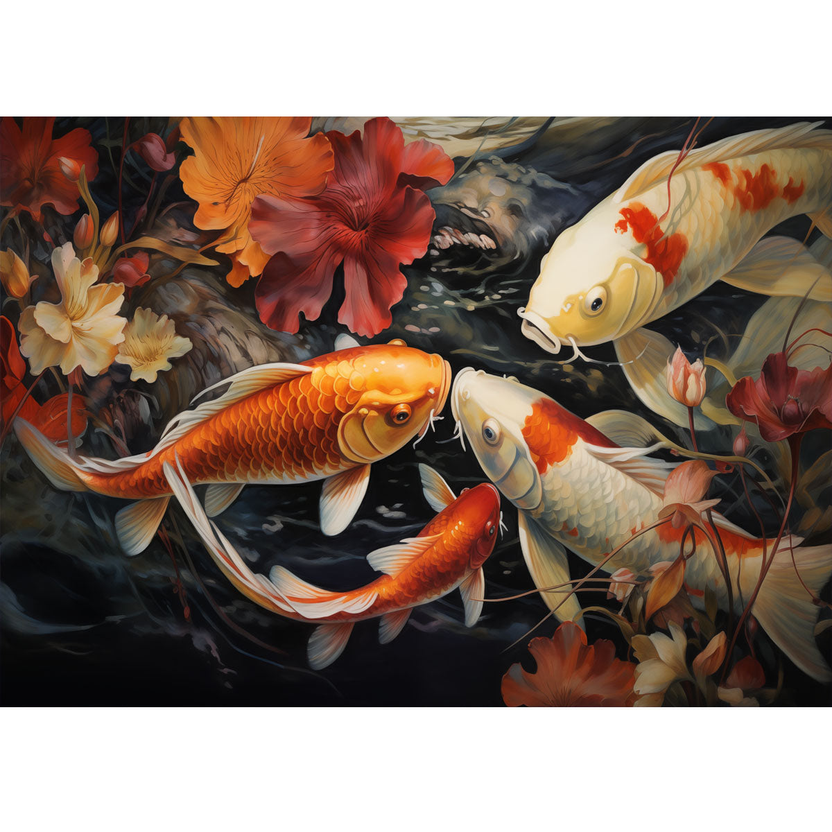 Wooden Jigsaw Puzzle 1000-Piece for Adults – Relaxing Gift Idea & Elegant Home Décor Artwork with Full-Size Poster, Premium Stress Relief Activity - Goldfish in the pond