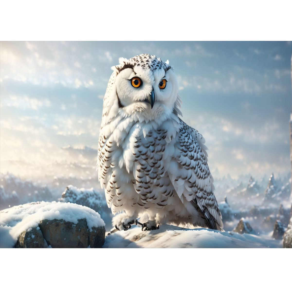 Wooden Jigsaw Puzzle 1000-Piece for Adults – Relaxing Gift Idea & Elegant Home Décor Artwork with Full-Size Poster, Premium Stress Relief Activity - The Owl on the Snowy Mountain