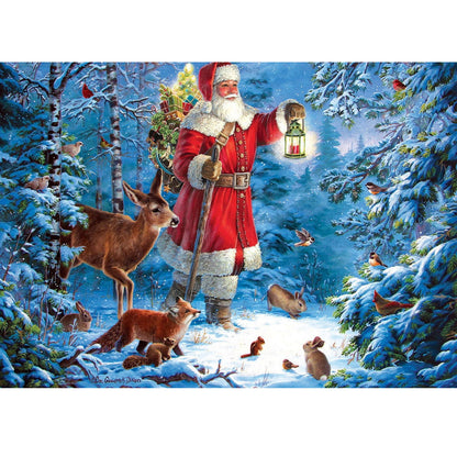 Wooden Jigsaw Puzzle 1000-Piece for Adults – Relaxing Gift Idea & Elegant Home Décor Artwork with Full-Size Poster, Premium Stress Relief Activity - Christmas in the Forest - Artisan Puzzles