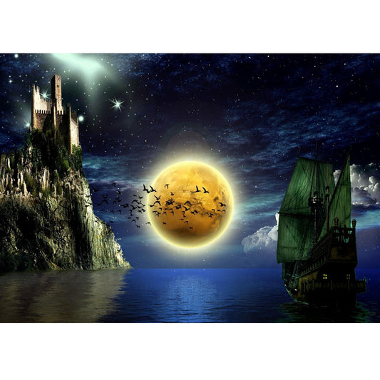 Wooden Jigsaw Puzzle 1000-Piece for Adults – Relaxing Gift Idea & Elegant Home Décor Artwork with Full-Size Poster, Premium Stress Relief Activity - Full Moon Night