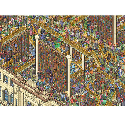 Wooden Jigsaw Puzzle 1000-Piece for Adults – Relaxing Gift Idea & Elegant Home Décor Artwork with Full-Size Poster, Premium Stress Relief Activity - Library