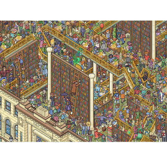 Wooden Jigsaw Puzzle 1000-Piece for Adults – Relaxing Gift Idea & Elegant Home Décor Artwork with Full-Size Poster, Premium Stress Relief Activity - Library