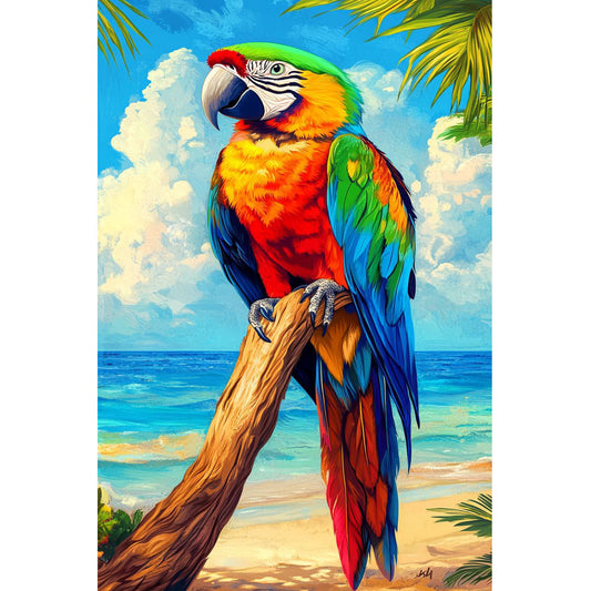 Wooden Jigsaw Puzzle 1000-Piece for Adults – Relaxing Gift Idea & Elegant Home Décor Artwork with Full-Size Poster, Premium Stress Relief Activity - The Parrot by the Sea