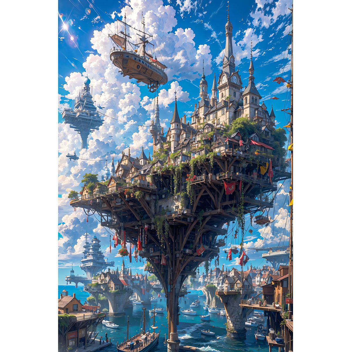 Wooden Jigsaw Puzzle 1000-Piece for Adults – Relaxing Gift Idea & Elegant Home Décor Artwork with Full-Size Poster, Premium Stress Relief Activity - City on the Sea