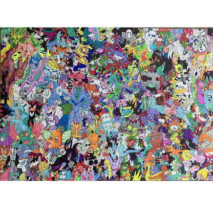 Wooden Jigsaw Puzzle 1000-Piece for Adults – Relaxing Gift Idea & Elegant Home Décor Artwork with Full-Size Poster, Premium Stress Relief Activity - Monster Collection