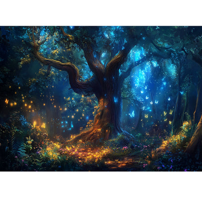 Wooden Jigsaw Puzzle 1000-Piece for Adults – Relaxing Gift Idea & Elegant Home Décor Artwork with Full-Size Poster, Premium Stress Relief Activity - Glowing Butterfly - Artisan Puzzles