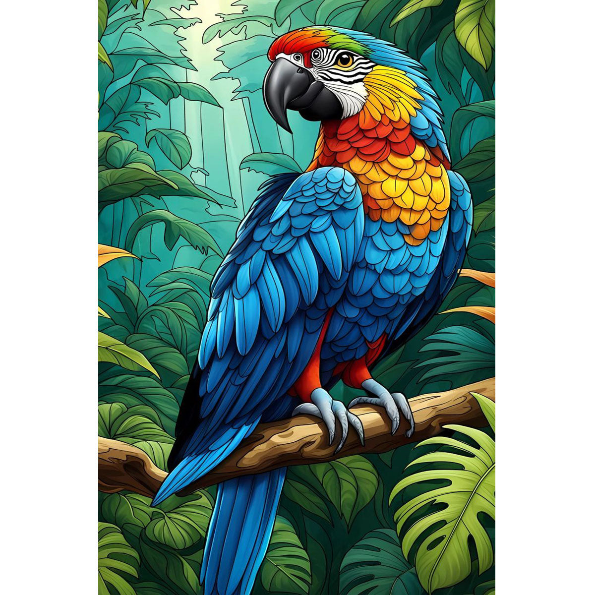 Wooden Jigsaw Puzzle 1000-Piece for Adults – Relaxing Gift Idea & Elegant Home Décor Artwork with Full-Size Poster, Premium Stress Relief Activity - Parrots in the Forest