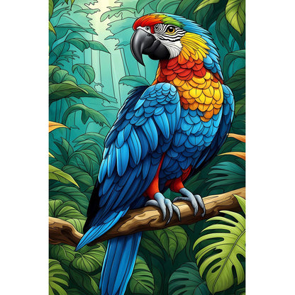 Wooden Jigsaw Puzzle 1000-Piece for Adults – Relaxing Gift Idea & Elegant Home Décor Artwork with Full-Size Poster, Premium Stress Relief Activity - Parrots in the Forest