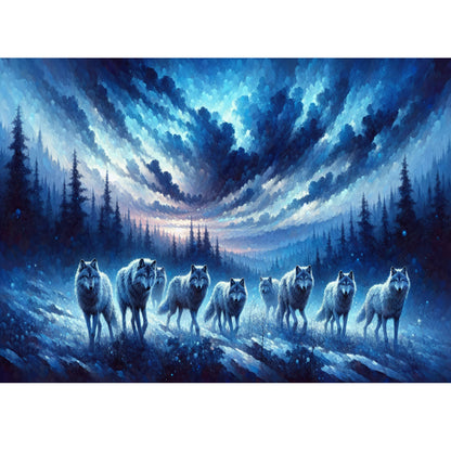 Wooden Jigsaw Puzzle 1000-Piece for Adults – Relaxing Gift Idea & Elegant Home Décor Artwork with Full-Size Poster, Premium Stress Relief Activity - Wolf pack - Artisan Puzzles