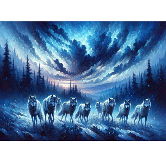 Wooden Jigsaw Puzzle 1000-Piece for Adults – Relaxing Gift Idea & Elegant Home Décor Artwork with Full-Size Poster, Premium Stress Relief Activity - Wolf pack - Artisan Puzzles