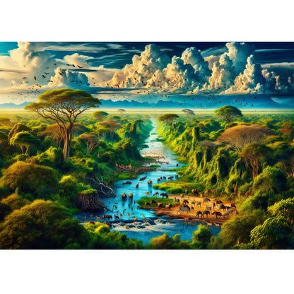 Wooden Jigsaw Puzzle 1000-Piece for Adults – Relaxing Gift Idea & Elegant Home Décor Artwork with Full-Size Poster, Premium Stress Relief Activity - Creatures of the Grasslands