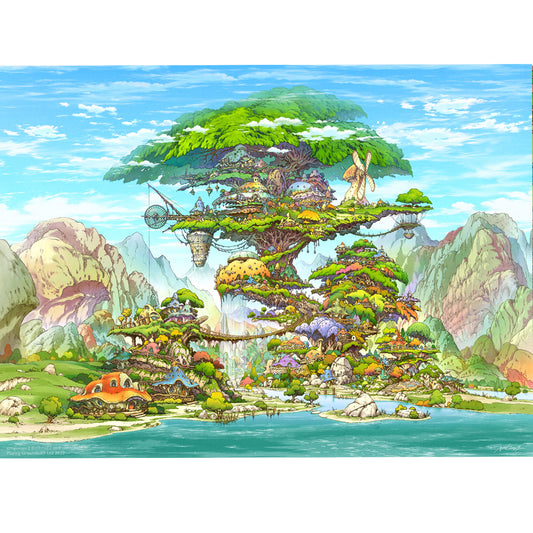 Wooden Jigsaw Puzzle 1000-Piece for Adults – Relaxing Gift Idea & Elegant Home Décor Artwork with Full-Size Poster, Premium Stress Relief Activity - Treehouse - Artisan Puzzles