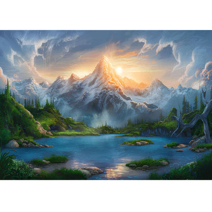 Wooden Jigsaw Puzzle 1000-Piece for Adults – Relaxing Gift Idea & Elegant Home Décor Artwork with Full-Size Poster, Premium Stress Relief Activity - Breathtaking Mountain Ranges