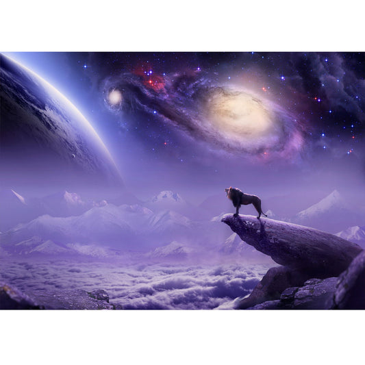 Wooden Jigsaw Puzzle 1000-Piece for Adults – Relaxing Gift Idea & Elegant Home Décor Artwork with Full-Size Poster, Premium Stress Relief Activity - Celestial Lion